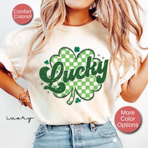 St. Patrick&#39;s Day, Retro Shirt, Iris Shirts, lucky Clover Shirt, Lucky Shirt, Four Leaf Clover, St. Paddy&#39;s Day T-shirt, Irish Gift For Her