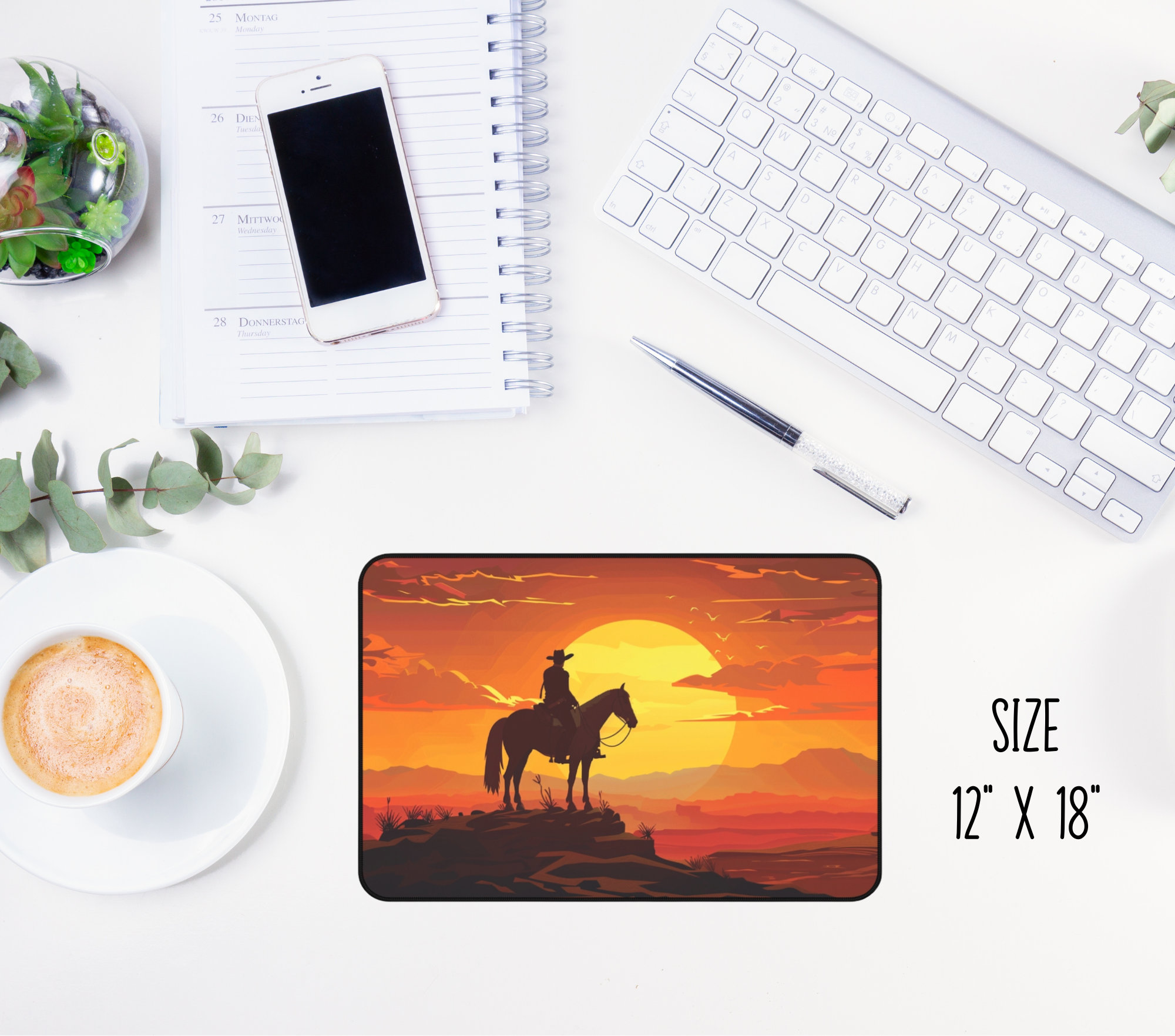 Cowboy Sunset Western Desk Mat, Western Mouse Pad, Western Cowboy Décor ...