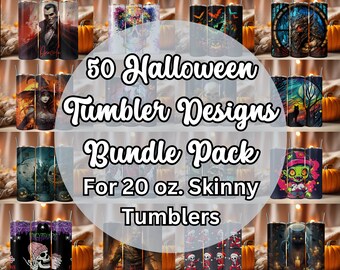 50 Halloween Tumbler Wraps Bundle, Tumbler Sublimation Designs, 20 oz Skinny Tumbler Wraps, Halloween Tumbler Wraps Digital Download