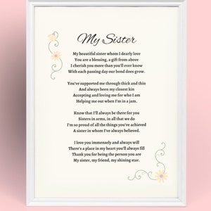 Original Sister Poem, Birthday poem for Sister, Digital Wall Art Sister Poems, Sisterhood Digital Download, Twin Sisters