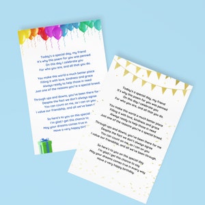 Gelukkige verjaardagsgedicht voor vriend, beste vriend verjaardagskaart digitale download, verjaardagsgedichten vriendschap
