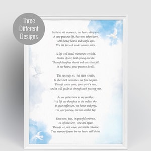 Uplifting Funeral Poem, Short Poems for Funerals, Memorial Poems to Read, Obituary Poem, Verse for Funerals, Positive Goodbye Poems