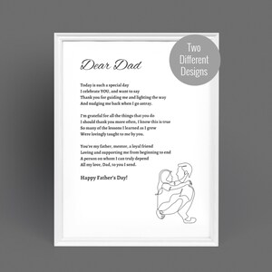Father&#39;s Day Poem Wall Art Gift, Daddy and Daughter Printable Poem, Original Happy Father&#39;s Day Poem Digital Download