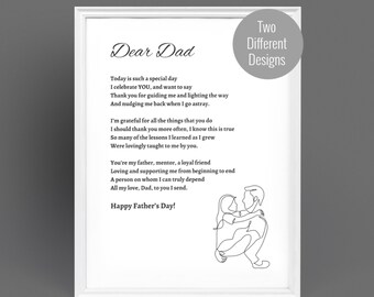 Father&#39;s Day Poem Wall Art Gift, Daddy and Daughter Printable Poem, Original Happy Father&#39;s Day Poem Digital Download