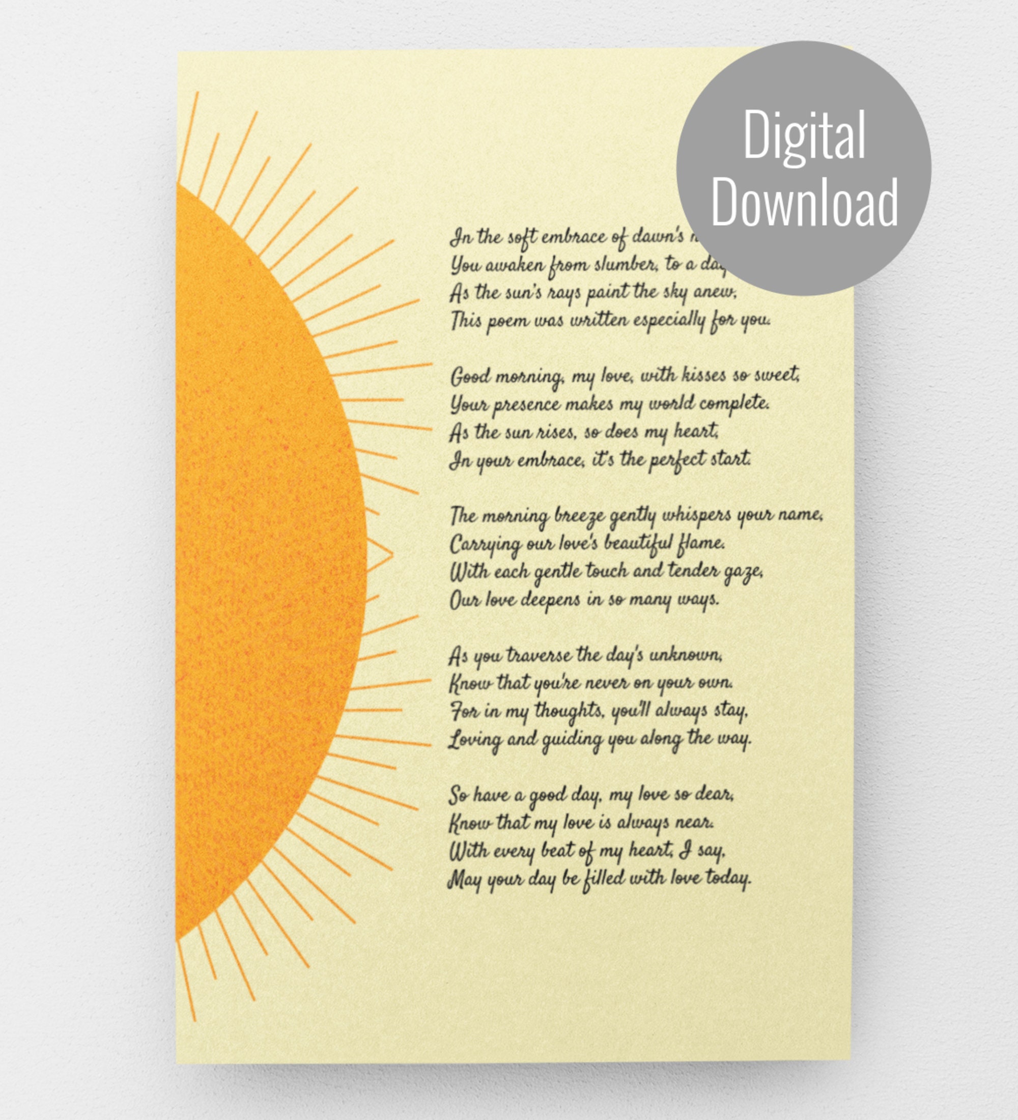 Guten Morgen Gedicht Karte, Romantische Liebe Poesie (Digitaler Download) -  Etsy Schweiz, image size:2000x2200