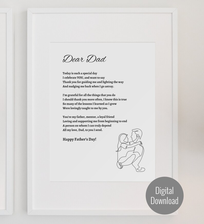 Father's Day Poem Wall Art Gift, Daddy and Daughter Printable Poem ...