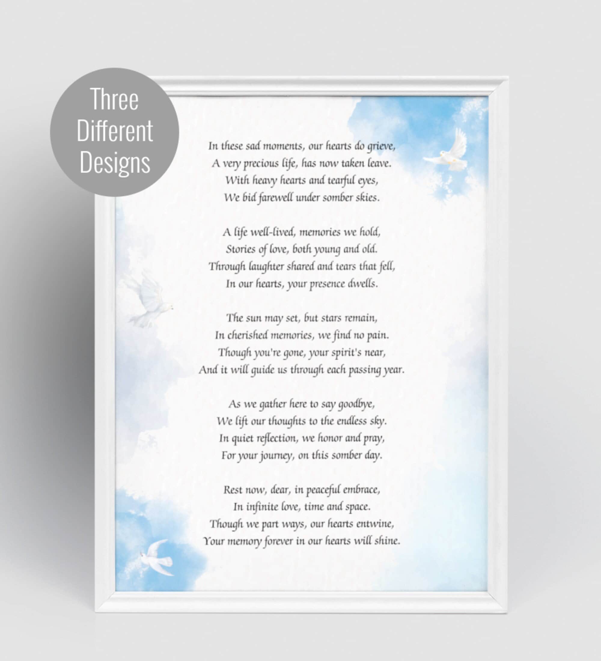 Uplifting Funeral Poem Short Poems For Funerals Memorial Poems To 