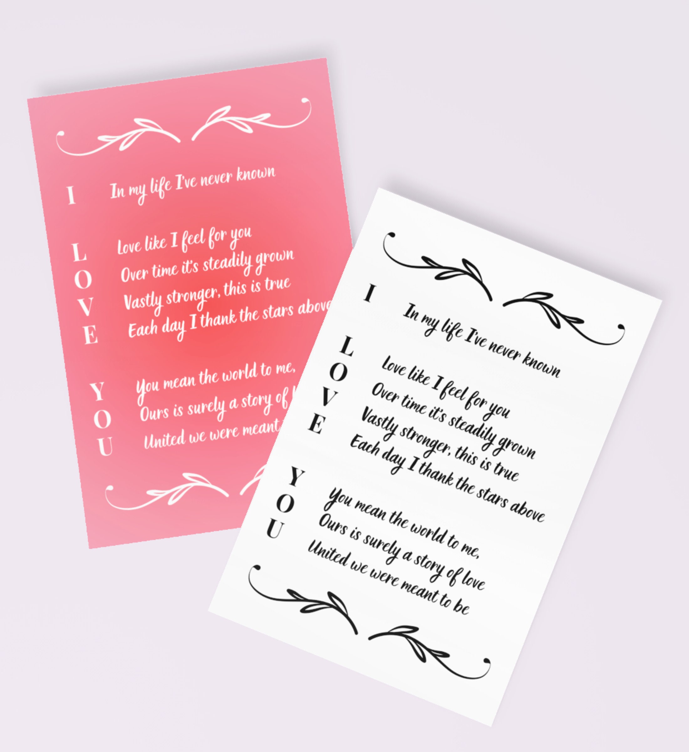 Acrostic I Love You Poem Printable Card, Love Poems for Her and Him