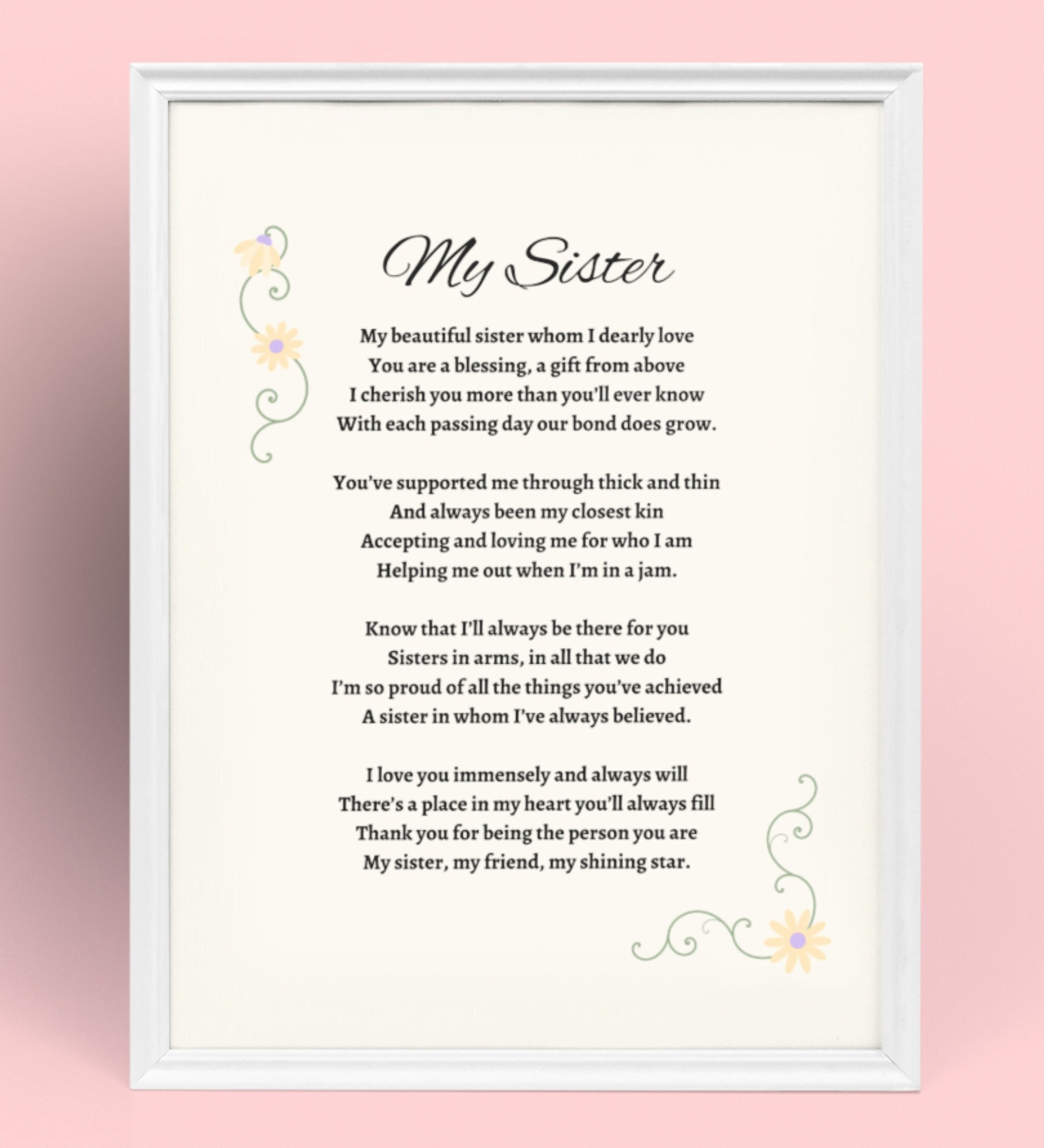 to my big sister poems