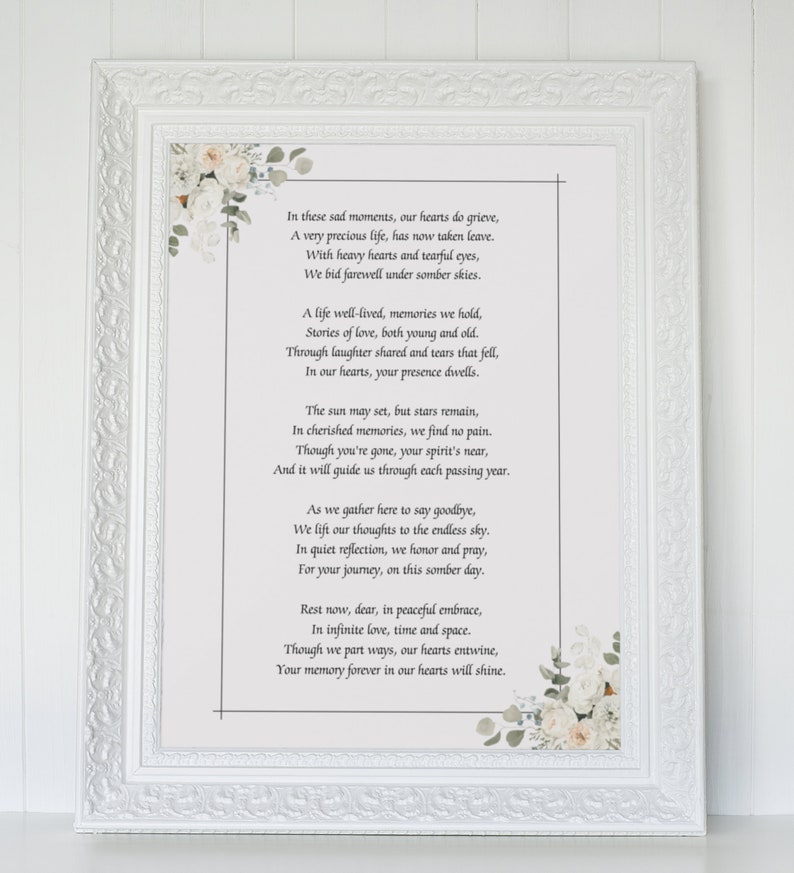 Uplifting Funeral Poem, Short Poems for Funerals, Memorial Poems to