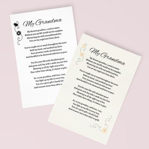Tarjeta de poema de la abuela, poesía original de la abuela, poemas de la abuela de los nietos, poema de Nana, regalo del día de los abuelos