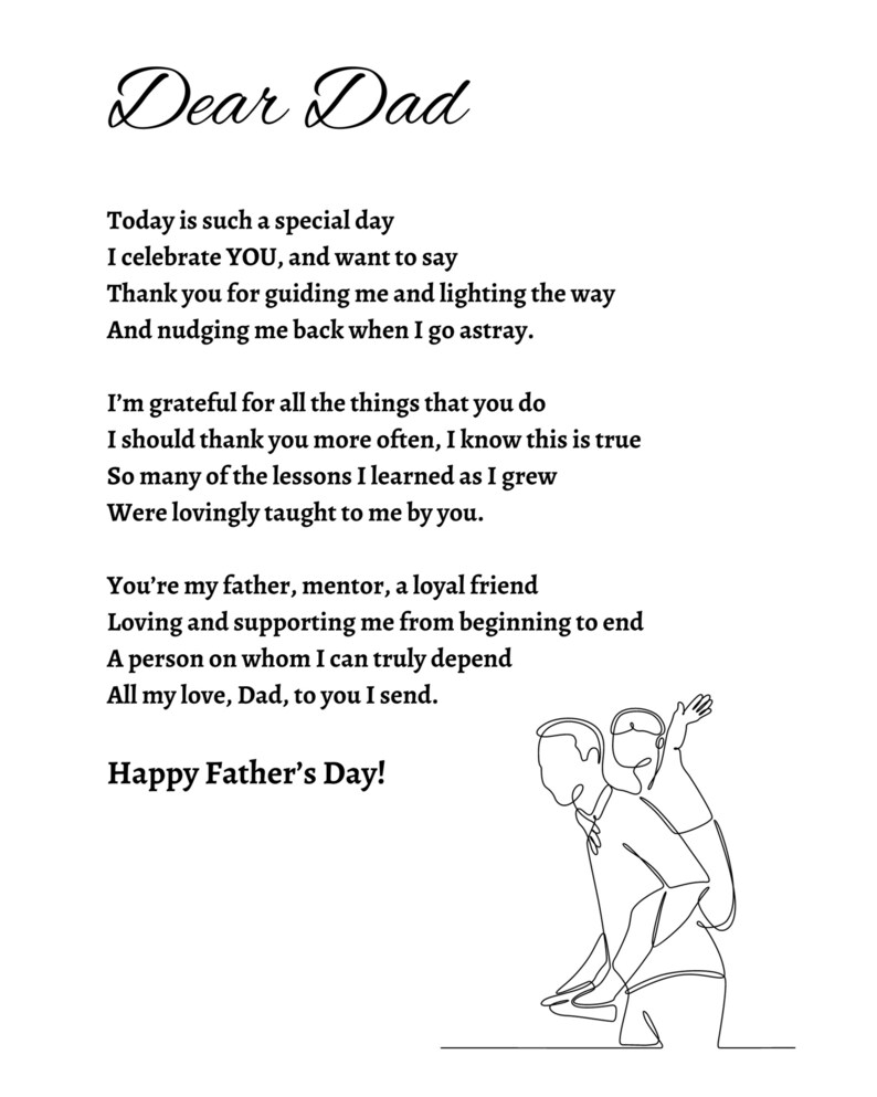 Original Father s Day Poem Printable Card Poem For Dad Digital 