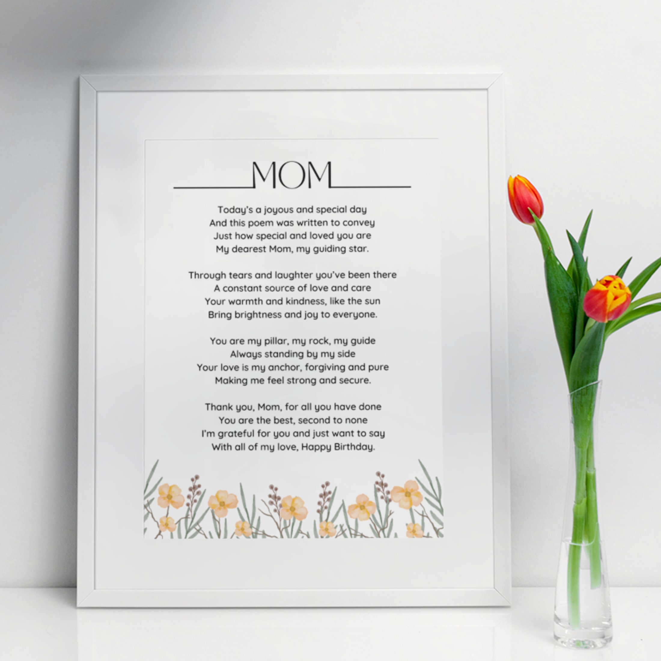 Mom Birthday Poem Digital Download, Poem for Mother, Birthday Gift for