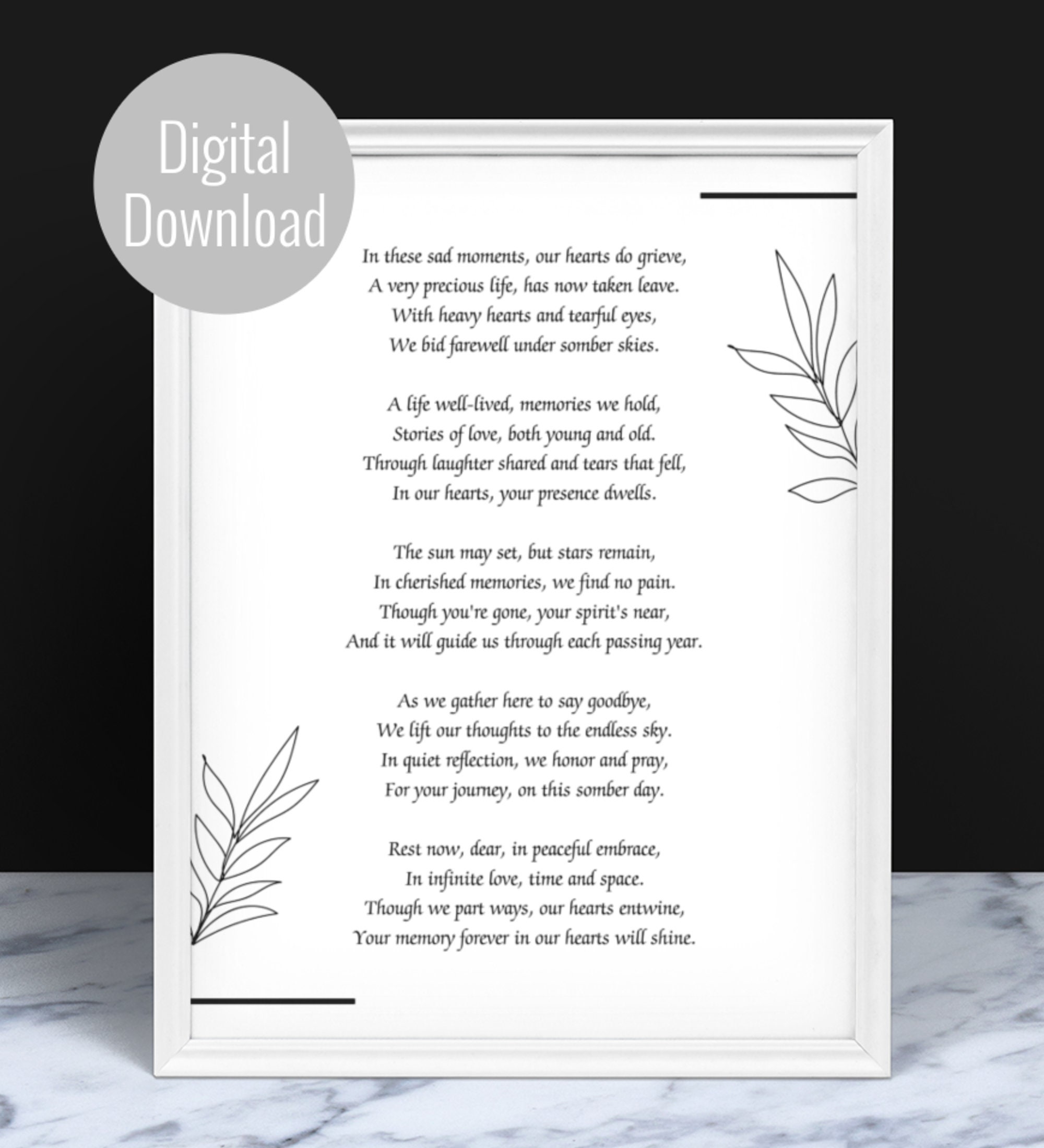 Uplifting Funeral Poem, Short Poems for Funerals, Memorial Poems to