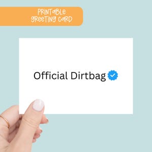 Tarjeta oficial imprimible de Blue Check Dirtbag, tarjeta en blanco para escalada en roca, tarjetas de felicitación para escalada en roca, tarjeta imprimible para cualquier ocasión