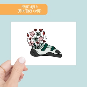 Rock Climbing Flower Shoe Printable Card, Rock Climbing Blank Card, Rock Climbing Greeting Cards, Printable Just Because Card