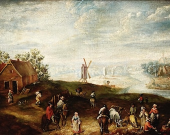 Fine Antique Dutch Landscape Painting, 18th Century Oil, Circle of Joseph van Bredael