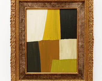 RESERVED for J.- Please do not purchase. Original Abstract Painting, Gold Vintage Frame, Ready to Hang Wall Art