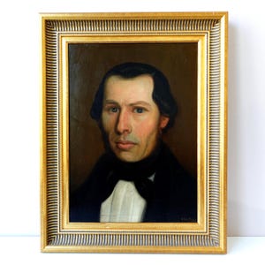 Antikes Ölgemälde von 1840 – Signiert Kaufmann, gerahmt und fertig zum Aufhängen – Vintage Gentleman Gemälde, Klassische Wandkunst