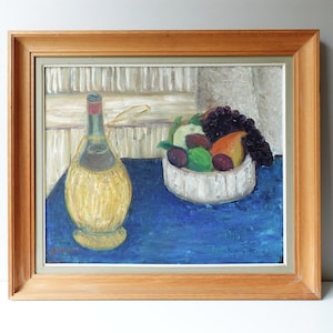 Vintage Still Life Mid Century Oil Painting 1950s Modernist Original Vintage Art, Framed