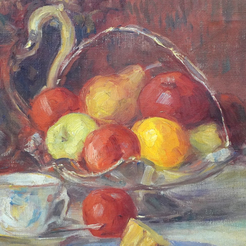 Grande peinture nature morte ancienne par Marguerite Dielman école belge vers 1900 image 3