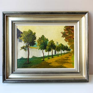 Vintage Landscape Oil Painting with Trees 1930s Original Antique Art by Englebert, Framed and Ready to Hang