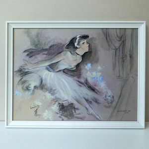 Portrait of Dancer Oil and Mixed Media Original Art by Ivo Cotereels, Framed and Ready to Hang