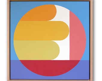 Peinture moderne abstraite sur toile pièce unique fait main art géométrique encadré et prêt à accrocher