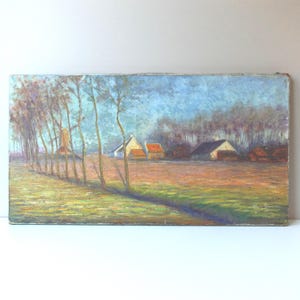 Antique Impressionist Oil Painting: 1891 Rural Landscape by Maurice Bekaert