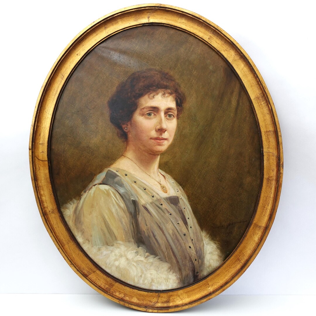 Antique Portrait of a Lady Oil on Canvas Original Early 20th Century ...