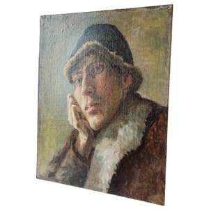 Vintage Portrait of a Young Man Oil Painting Original Mid Century Art ...