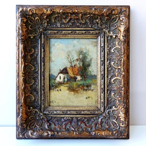 Vintage Dutch Landscape Oil Painting c.1930s, Ornate Frame