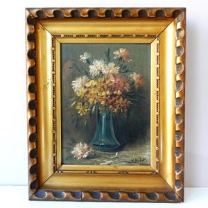 Flower Painting 1930s Vintage Oil Painting – Floral Still Life, Framed Wall Art, Classic Home Decor, Ready to Hang