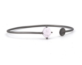 Black Matte Finish Rainbow Moonstone Adjustable Cuff Bracelet - Exquisite Gemstone Jewelry