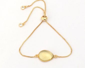 Radiant Sunshine: Gold Plated Lemon Quartz Charm Bracelet - Exquisite Gemstone Jewelry