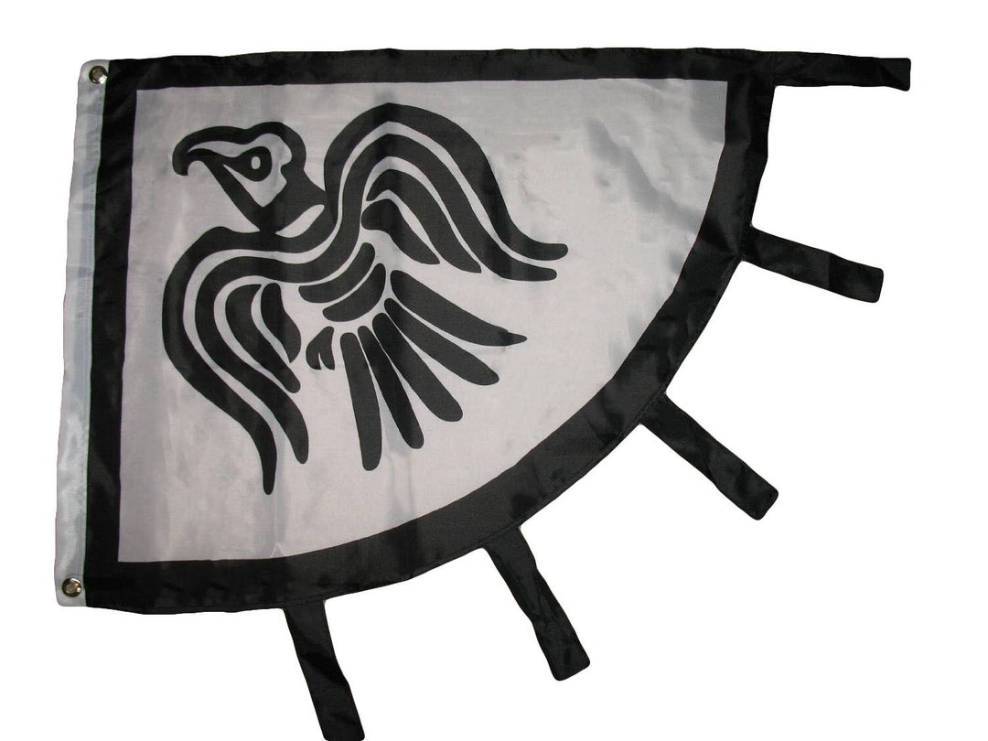 Viking Raven Flag 3'x5' Flag Viking Raven Black and White Premium