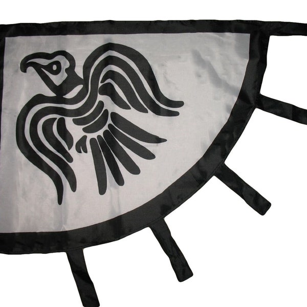 Bandera de cuervo vikingo de 3 x 5 pies, cuervo vikingo en blanco y negro, poliéster premium de 36 x 60 pulgadas con anillos de latón
