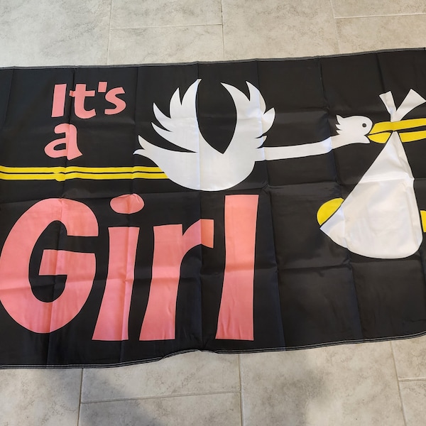 It's a Girl Flag 3'x5' Flag - Premium Polyester 36 x 60 inch with Brass Rings