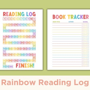 Reading Journal, Rainbow Reading Tracker, Kids Rainbow Reading Log, Printable Reading Log, Reading Chart, Reading Challenge, Book Tracker