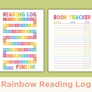 Student Reading Log, Rainbow Reading Tracker, Kids Rainbow Reading Log, Printable Reading Chart, Reading Challenge, Book Tracker