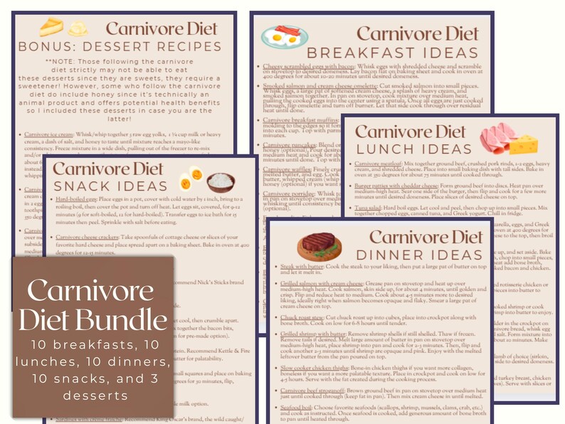 Carnivore Diet Meal Plan Bundle Recipes, Shopping List (PDF) Etsy — free download