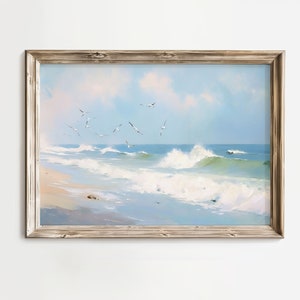 Bright Shore Waves, Vintage Wall Art Printable