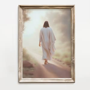 Jesus zu Fuß Kunstdruck, digitaler Download, christliche Wandkunst, Vintage druckbare Ölgemälde für Hauptdekorationen.