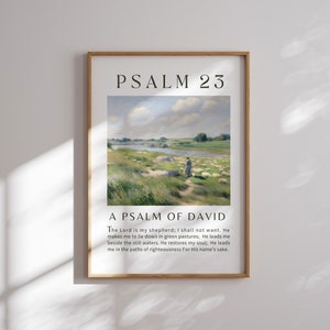 Psalm 23 Printable Wall Art, The Lord is my Shepherd Vintage Bible Verse Art Decoration for Christian Home.