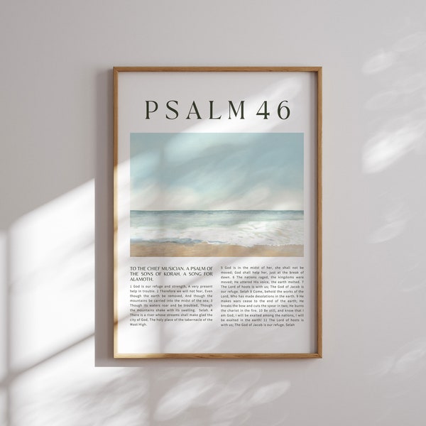 Psalm 46 Scripture Wall Art - be still and know that I am God Vintage Bible Verse Print Christian Home Decor | Religious Wall Art Printable.