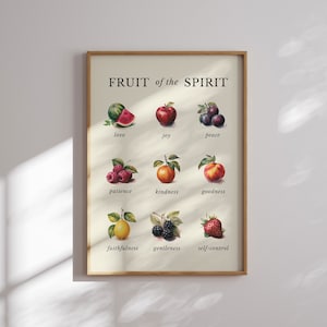 Fruit of the Spirit Wall Art, Scripture Wall Art Digital Download, Christian Home Decor, Vintage Scripture Print, Bible Verse Wall Art