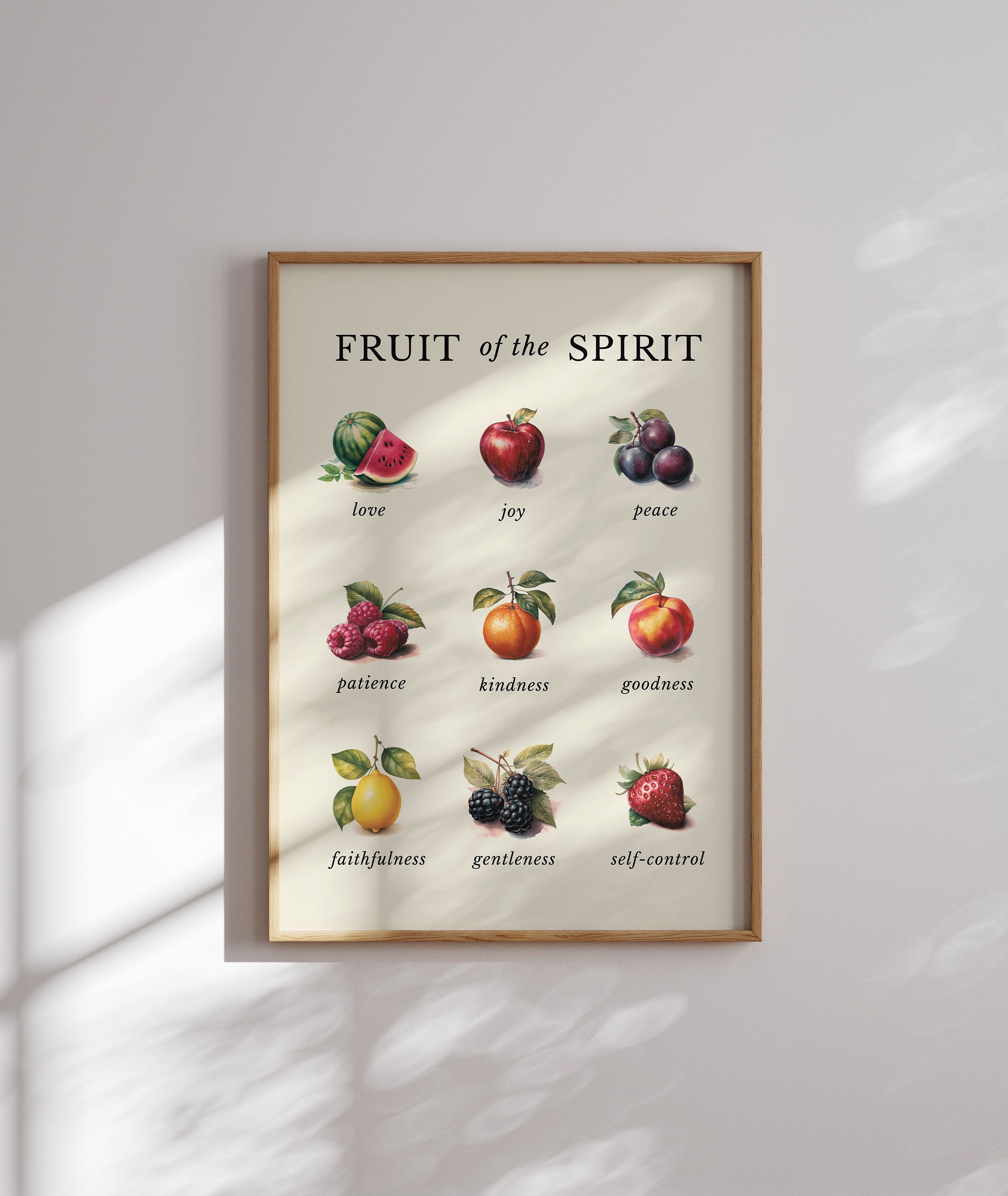 Fruit of the Spirit Wall Art, Scripture Wall Art Digital Download, Christian Home Decor, Vintage Scripture Print, Bible Verse Wall Art