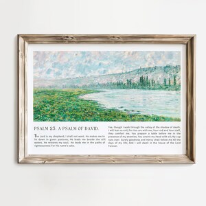 Psalm 23 Wall Art Printable, The Lord Is My Shepherd Bible Verse Landscape Wall Art, Vintage Bible Verse Print, Christian Home Decor.