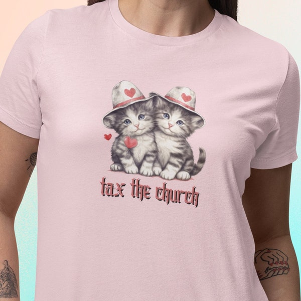 Cute Tax The Church Shirt, Separation of Church and State Tshirt, Tax The Churches Tshirt, Cute Cat Shirt, Cat Tshirt, Cutecore