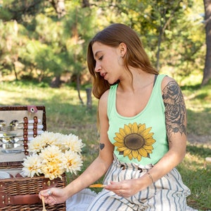 Sunflower - Sunflower Shirt, Floral Tee Tank, Flower Tank,Garden Tank, Womens Tank Top, Sunflower Tshirt Sunflower Tanks. Sunshine Tank